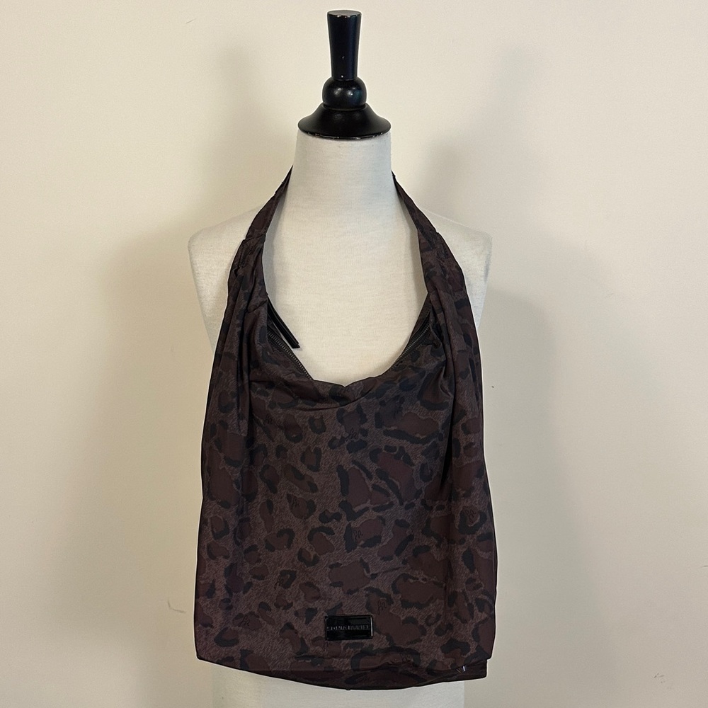 Sonia Rykiel Dark Brown Leopard Print nylon shoulder Bag